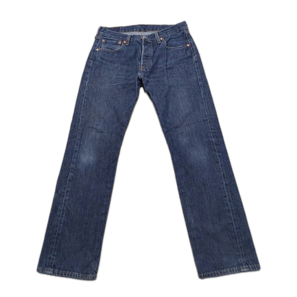Levi's 501 Original Fit Jeans Mens 32x32(29) Button Fly Dark Rinse Indigo Denim